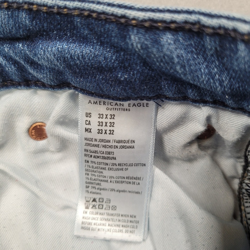 American Eagle Mens Slim Bootcut Easyflex Distressed Blue Jeans 33x32 - Picture 4 of 14